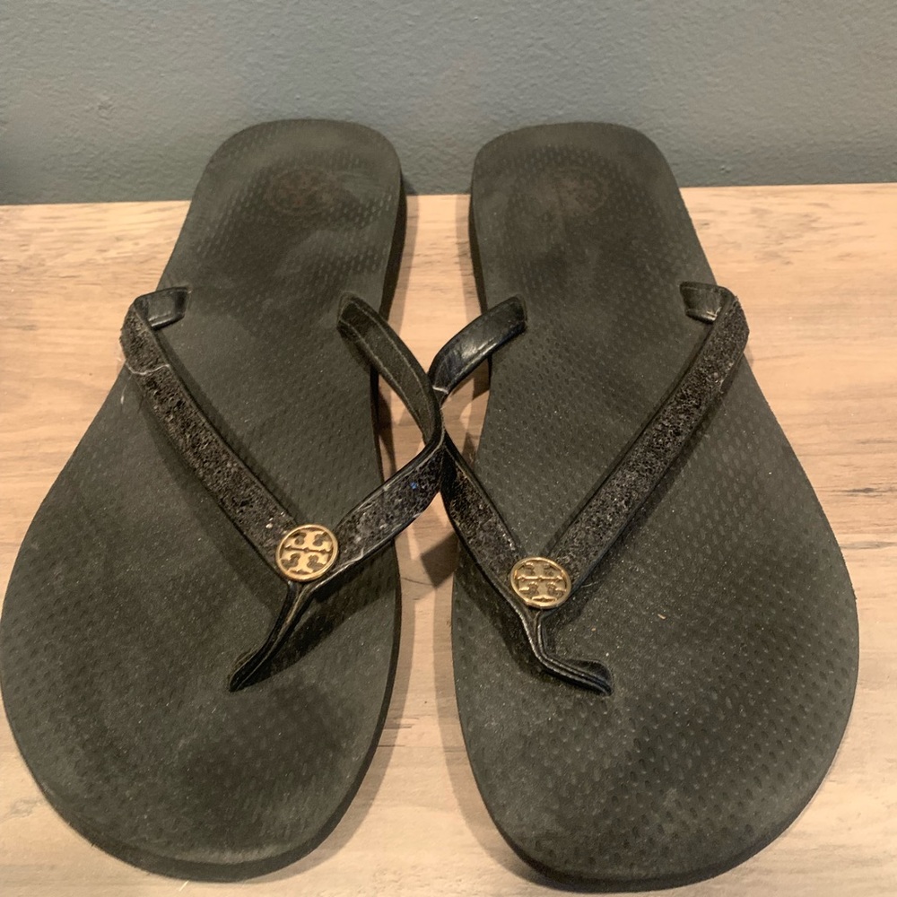 Black Tory Burch flip flops size 9